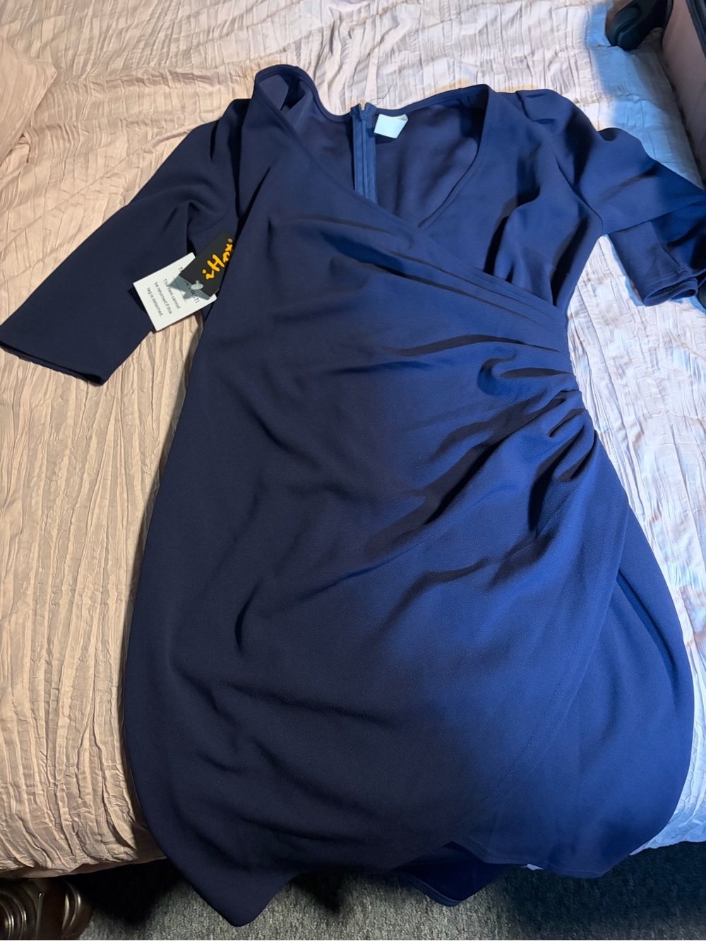 Amazon Women's Long Sleeve Wrap Dress - Navy Blue